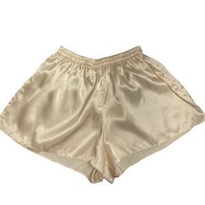 Vintage Victorias Secret Sleep Shorts Size Small Silk Cream Color Gold Label